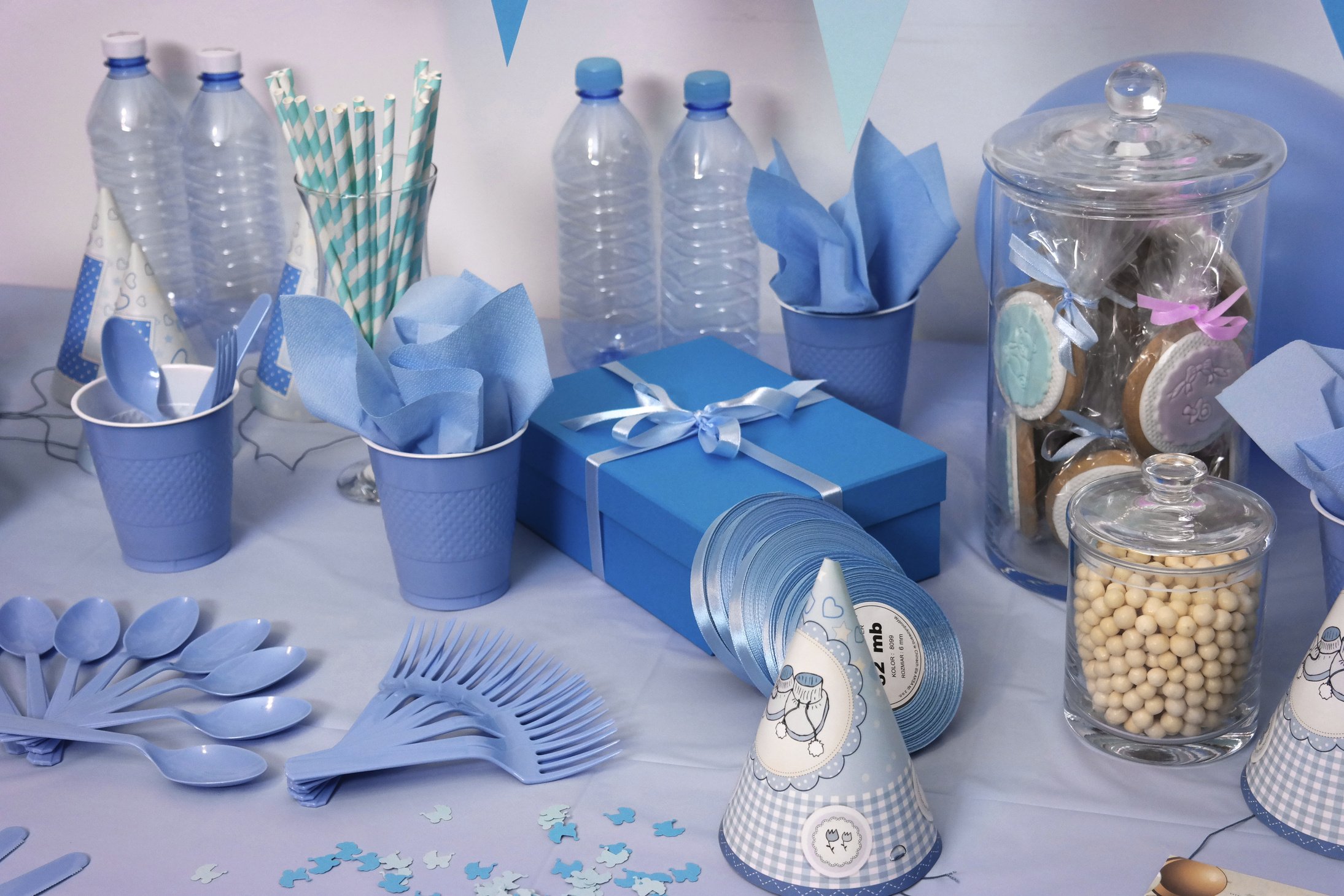 Close-up Photo of Blue-and-white Dinnerware Set on Table